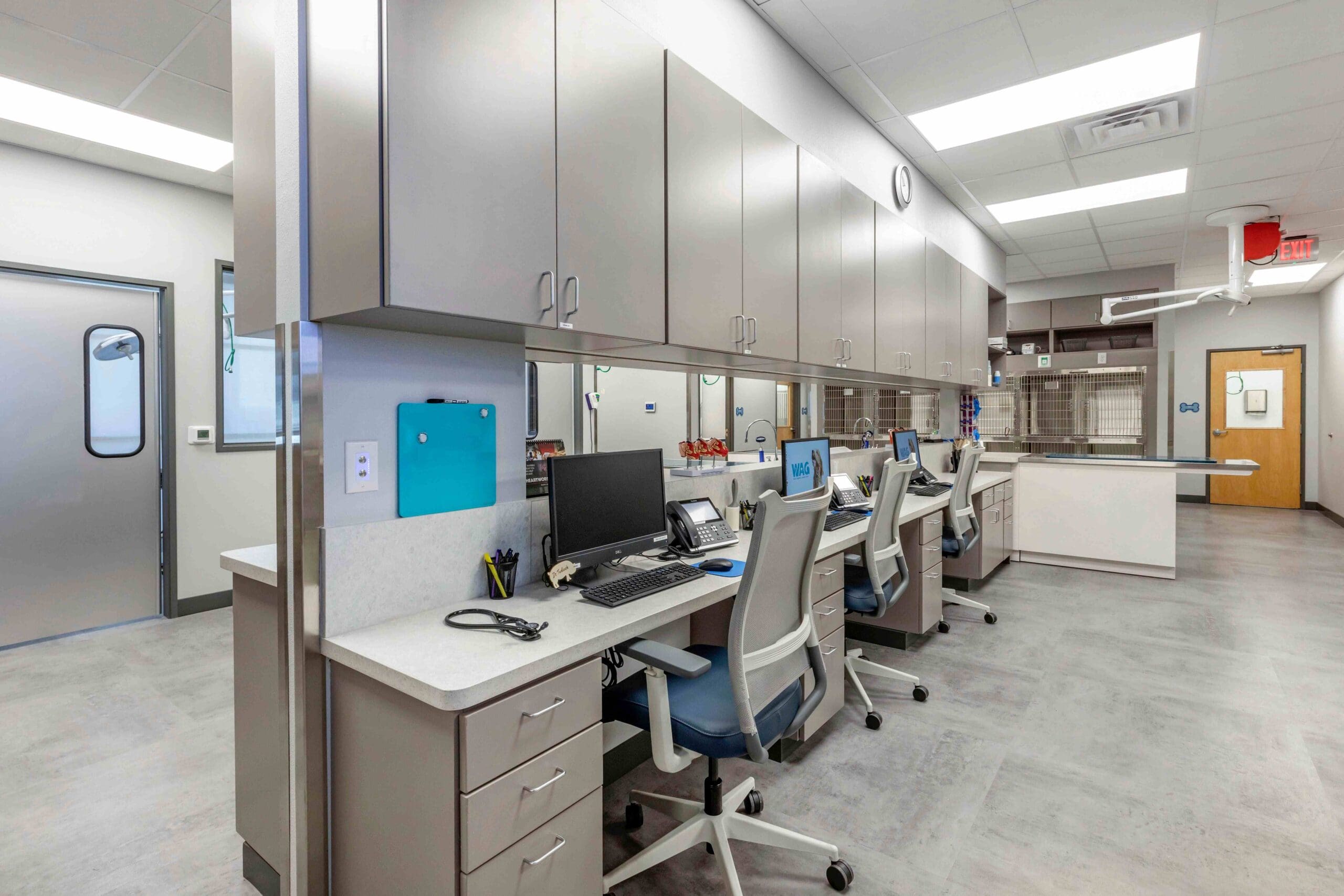 Open space by exam rooms for technicians to log work