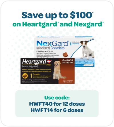 Save up to $100 on Heartgard and Nexgard